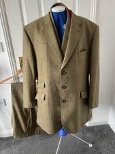 Johnsons Country Brook Taverner Tweed Pure Wool 3 Piece Suit 48R 44U 31 Leg 