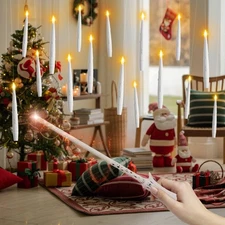 Christmas Floating Candles with Wand, 12 Pack Flameless Candles, Battery Powe...