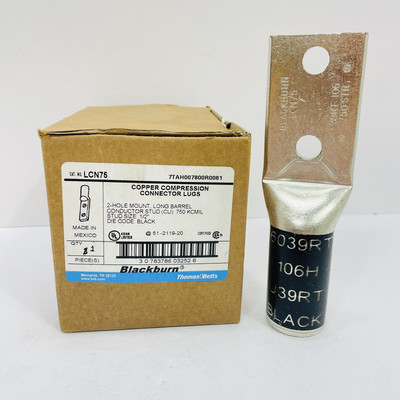 Qty 1 Thomas & Betts LCN75 2-Hole Compression Connector 1/2  Stud 750 kcmil