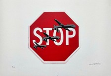 BANKSY/NOT BANKSY - Stop drones 2/10 - Original spray paint, certificate