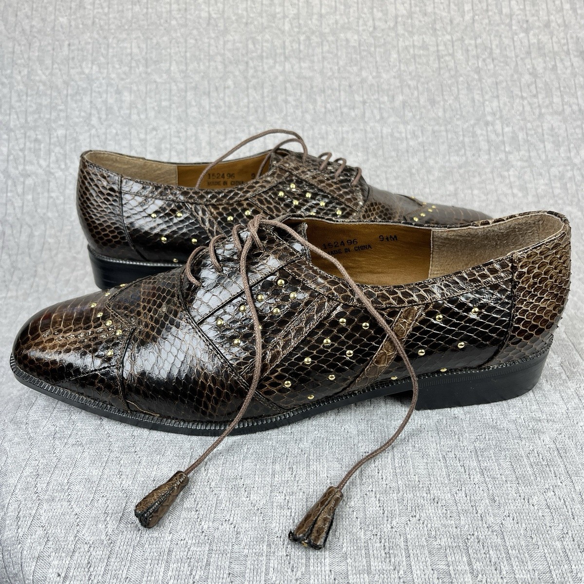 Giorgio Brutini genuine snake skin Men (9) extremely rare gold studs dress shoes s-l1600.jpg main image 2