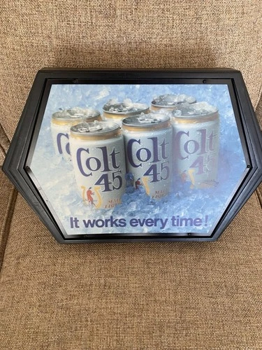 Vintage Bar Sign ~ Lighted ~ COLT 45 malt liquor beer ~ It works every time!