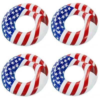 Swimline 36'' Inflatable American Flag Swimming Pool and Lake Tube Float (4 Pack)
