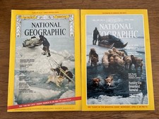 Lot~2 National Geographic Magazine~1974 Mar~Arctic trek+1984 Apr~narwhal hunters