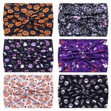 HAUHC 6 Pack Halloween Headbands for Women Extra Large 7" Wide, 6PCS Printing