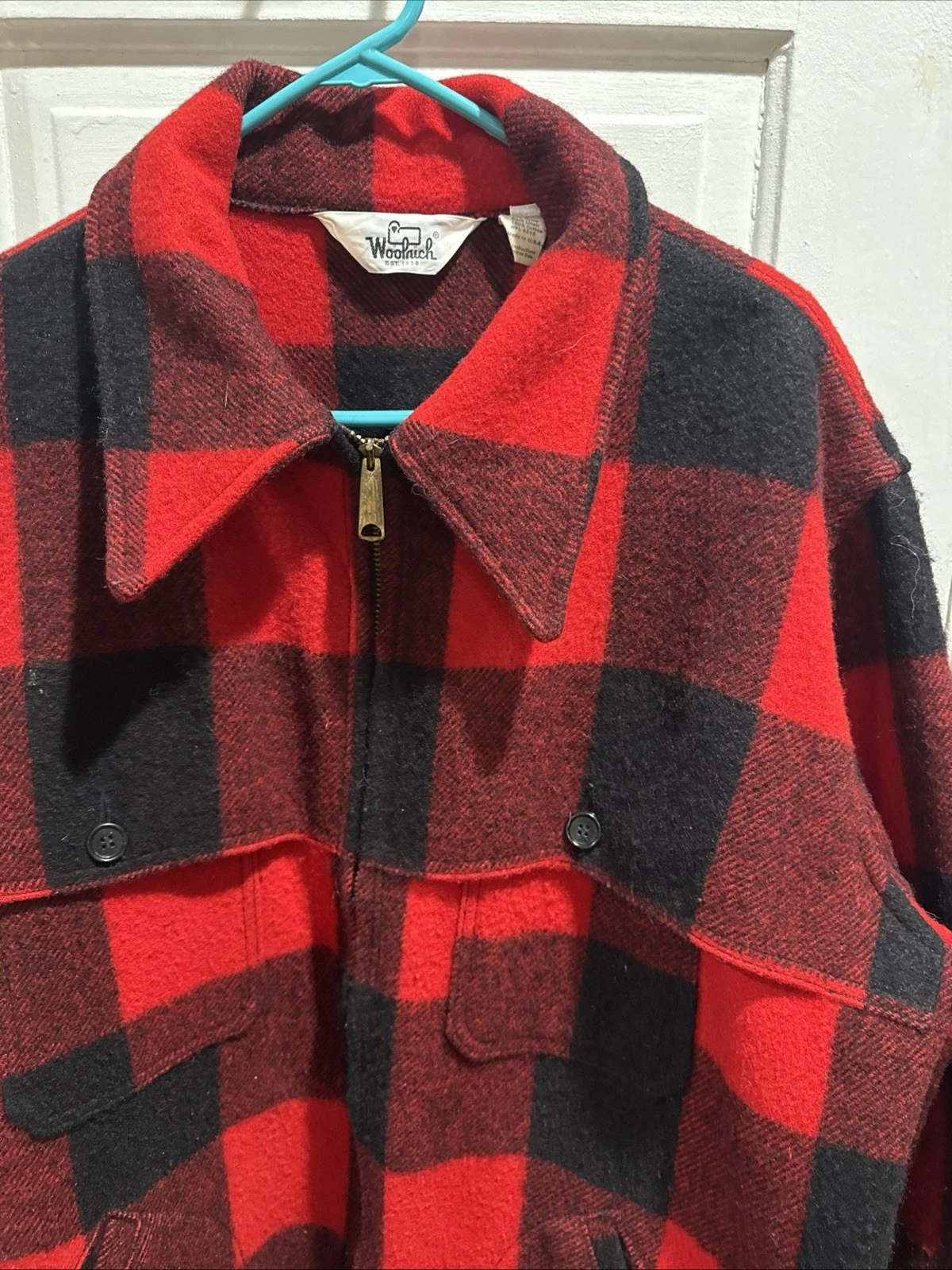 Vintage Woolrich Mackinaw Jacket Buffalo Plaid Wool Hunting Coat USA Size XL - product detail image 6