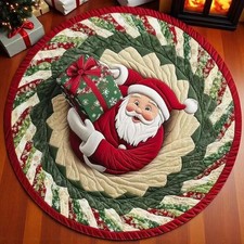 Christmas 3D Rug Holiday Tree-Shaped Mat Living Room Non-Slip Decor - NEW