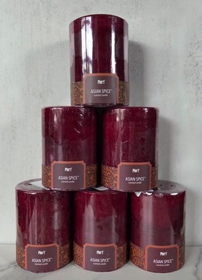 6~New Pier 1 Imports Asian Spice Scented 3 x 4 in Pillar Candle Sealed HTF Rare