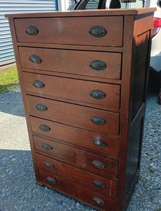 Antique Tall 8 Drawer Walnut Chest Of Drawers