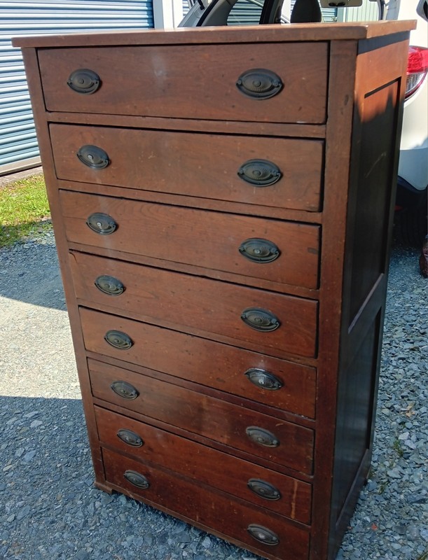 Antique Tall 8 Drawer Walnut Chest Of Drawers