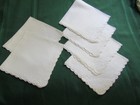 RARE MADEIRA  LINEN (7)  NAPKINS WITH SHAMROCK APPLIED ON ORGANDY SCALLOPED EDGE — photo 4