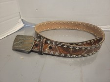 Brushy Creek Leather Belt Tooled Western Silver Eagles 38 W Belt Buckle