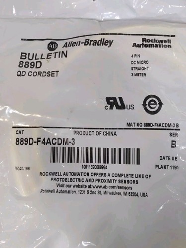 Allen-Bradley 889D-F4ACDM-3 Set di cavi Loc5E6 - Foto 2 di 5