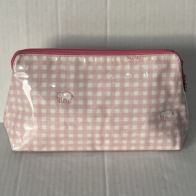 Roller Rabbit Pink Gingham Toiletry Makeup Cosmetic Bag Travel Essentials Bag