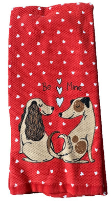 Valentine's Day Kitchen Towel Set Of 2 Isaac Mizrahi Dog Puppy Valentines Towels