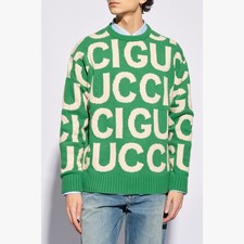 GUCCI SWEATER MENS LOGO INTARSIA WOOL JUMPER ...