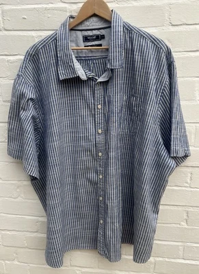 Mens Maine Shirt 3XL XXXL Blue Stripe Short Sleeve 100% Cotton PTP 31” Casual - Image 1 of 4