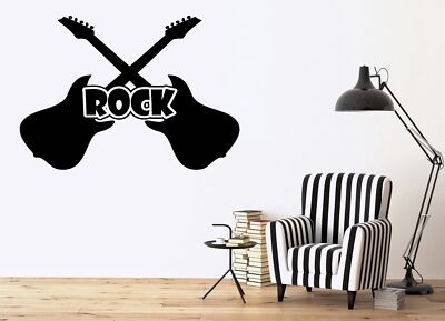 Wall Vinyl music rock and roll guitar instrument Sticker Decal (n501 ...