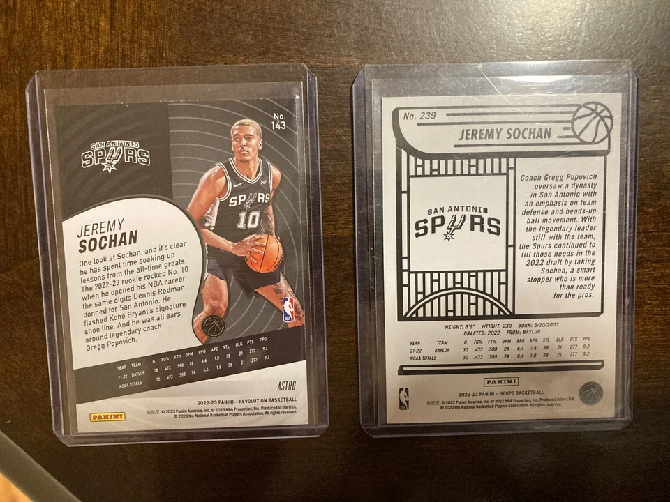 Jeremy Sochan 2022-23 Panini Revolution #143 RC & NBA Hoops Winter #239 RC - Image 2 of 4