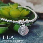 925 Sterling Silver St Christopher Bracelet Beaded Stretch Stacker By INKA