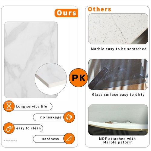 Luxury Sintered Stone Coffee Table Living Room Accent Table with Thicken Frame - Picture 18 of 43