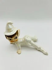 Vintage Artmark Christmas Pixie Elf White Opalescent Luster Crawling Figurine