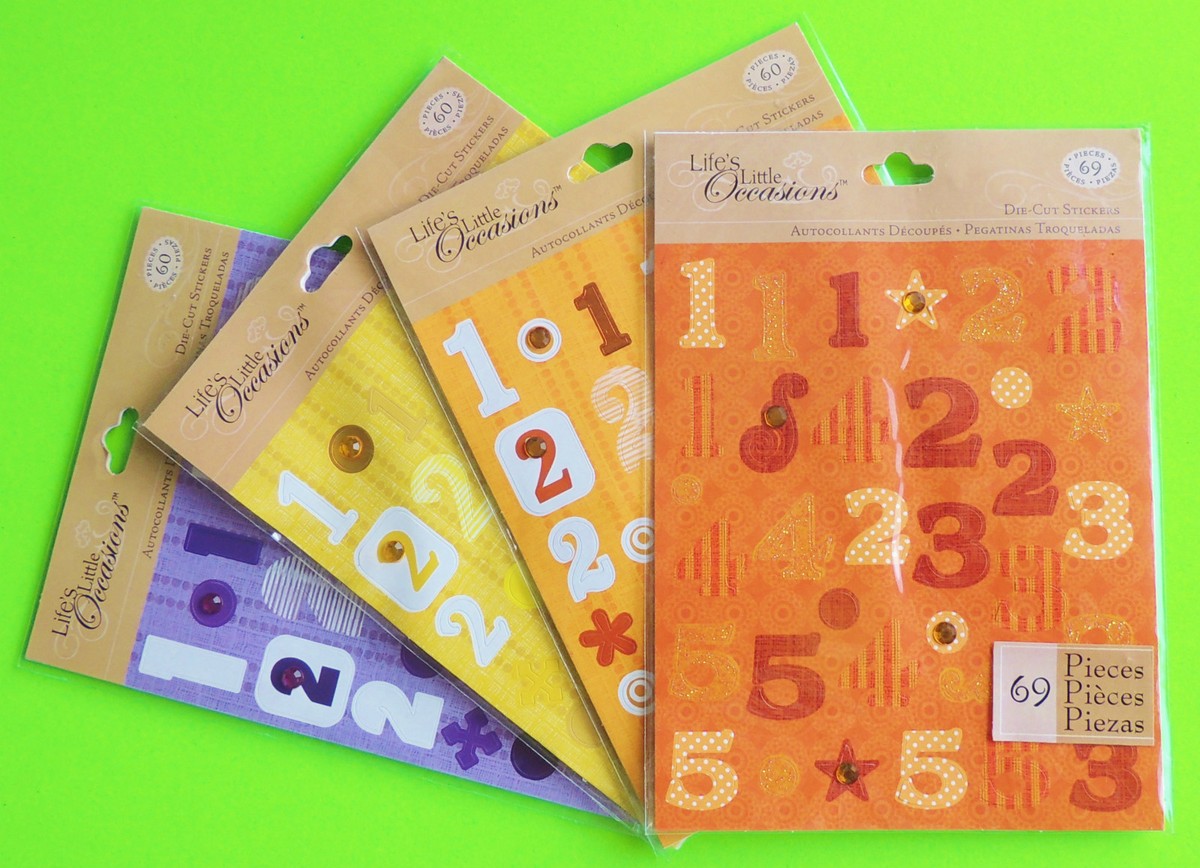 K&Company Die-Cut NUMBERS & Embellishment Stickers 60-69ct Yellow