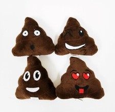 SET OF 4  EMOJI LIKE BROWN POOP,POO SOFT FABRIC+WHITE AND BLACK EYES & MOUTH TOY