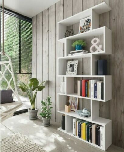 Libreria Moderna in legno scaffale mensola libri camera soggiorno salotto bianco - Foto 3 di 6