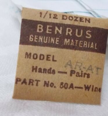 BENRUS watch part AR-AT HANDS PAIR Part no 50A WINE   NOS