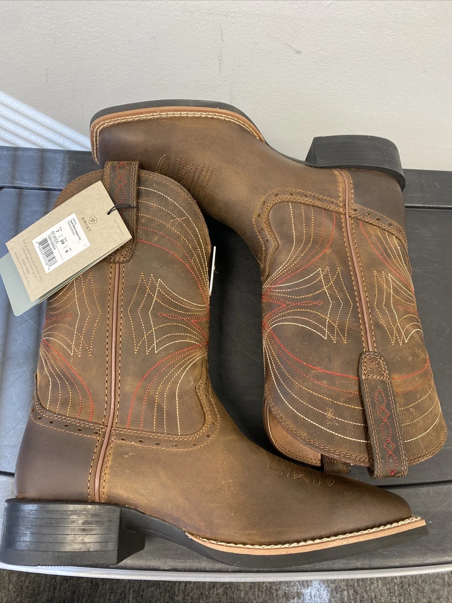 Ariat Men s Sport White Square Toe Western Cowboy Boot 7EE Distressed Brown