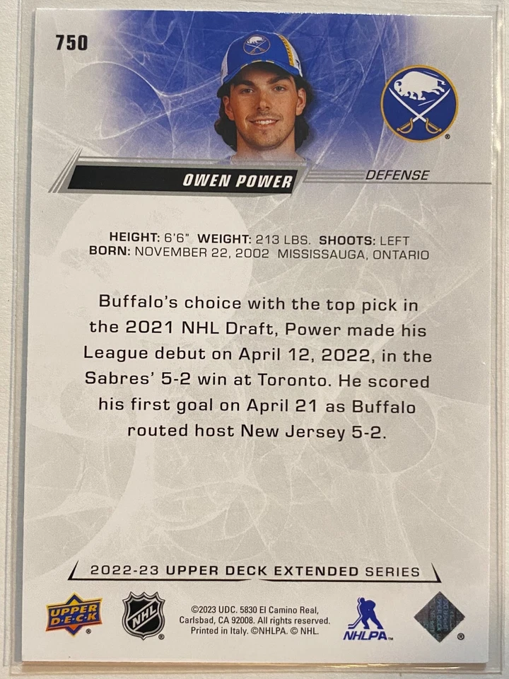 2022-23 Upper Deck Exclusives #750 Owen Power /100 - Image 2 of 2