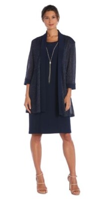 Two Piece Sleeveless Dress and Metallic Detailed Jacket Set (R&M Richards)  | eBay