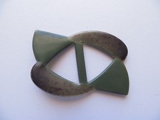 1900's-20's Antique Deco Celluloid Green Brown Ladies Belt Buckle-5.5cm x 3.7cm