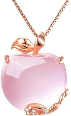 Rose gold Necklace Apple Shape Crystal Pendant Jewellery Rhinestone