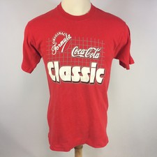 Vintage 80s 90s Coca Cola Classic Coke Distressed Worn T Shirt Surf Beach Racing