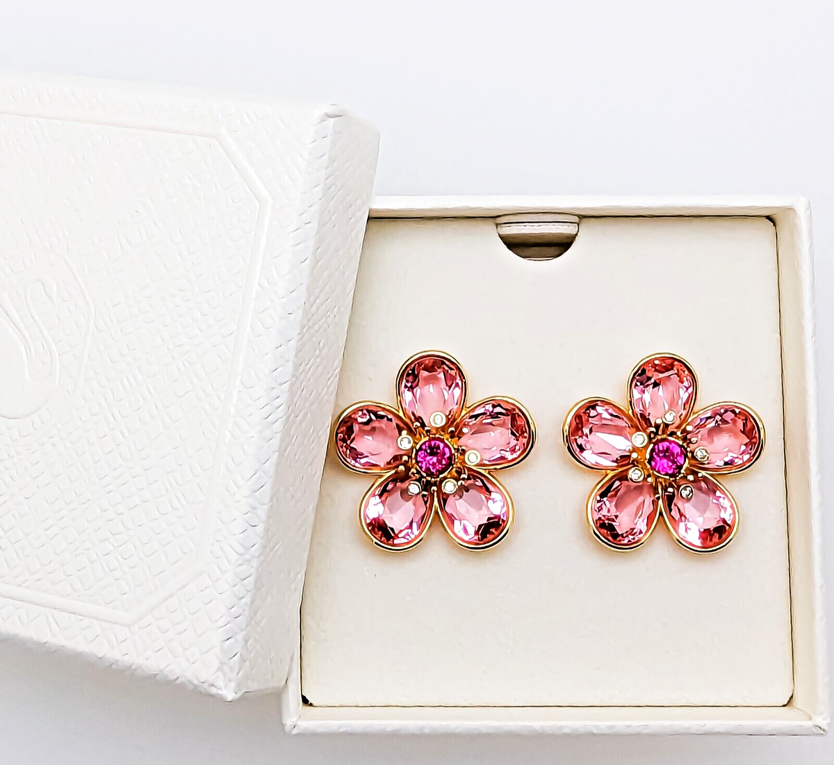 Rose Pink Crystal Drop Earrings, Gold Plated Brass, Bridal Jewelry - UK