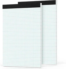 Graph Paper Pad 8.5 x 11, 2 Pack, 4x4 Graph Ruled, Grid Paper Pad 8-1/2" x 11",