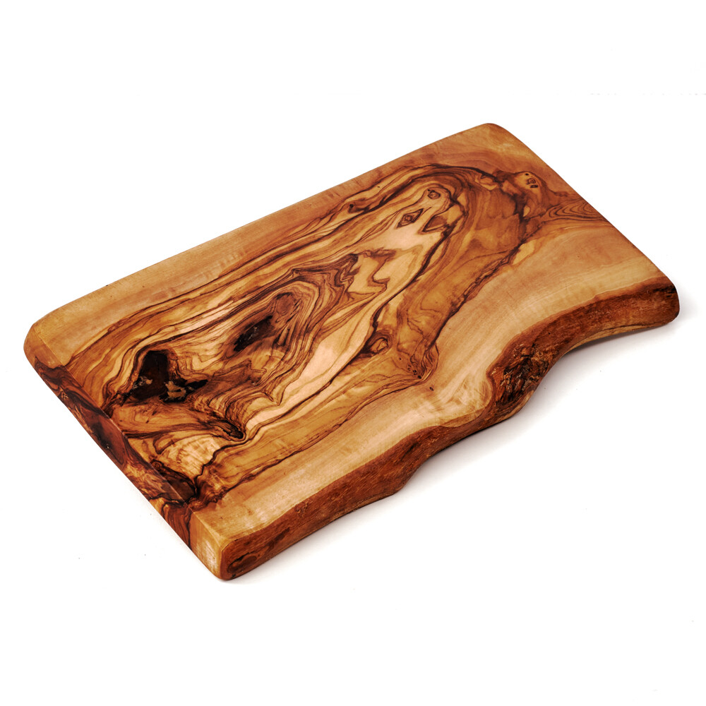 Tabla de desayuno de madera de olivo, un lado natural
