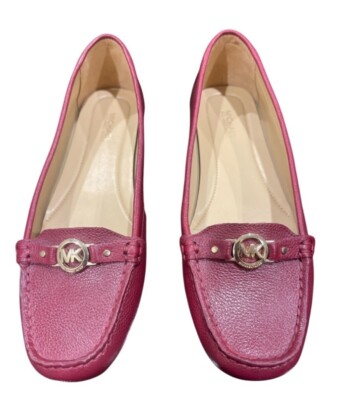 Michael Kors May Moccasin Leather Red Flat Driving Moccasin
