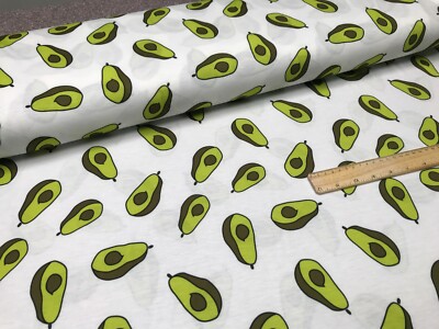 Cotton viscose jersey printed stretch fabric 150cms wide Avocado print  material UK