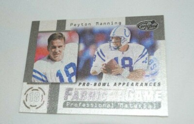 1999 LEAF CERTIFIED PEYTON MANNING FABRIC OF THE GAME FG22 0009/1000