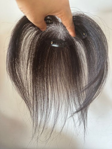 2.75"x4.3" Seamless Lace 100% Human Baby Hair Fringe, Blunt Bang/No Bang,10" - Picture 5 of 16