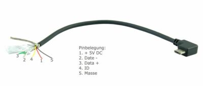 70cm Micro USB Adapter Cable Fully Wired with 5 Pin 90° Angle Male Solder