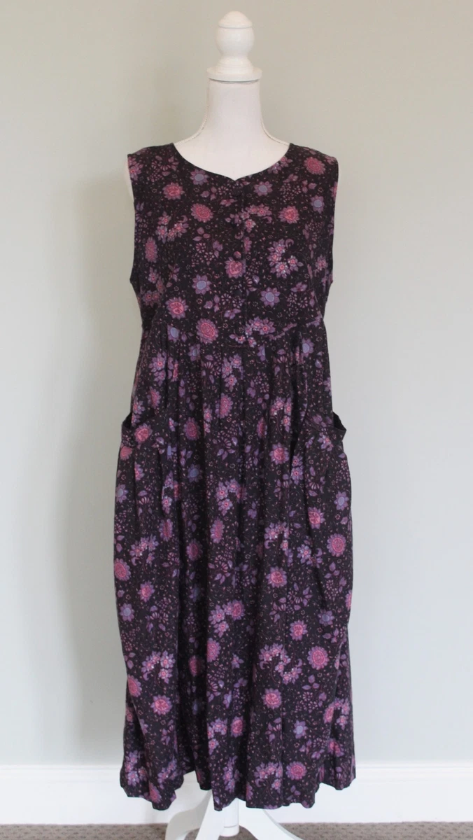 Vintage 1980s LAURA ASHLEY Cottagecore Floral Jumper Dress Size 12