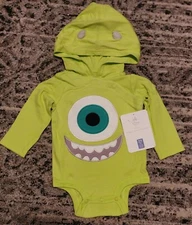NEW Disney Store Baby Mike Wazowski Monsters Inc Costume  Bodysuit 9/12 Months