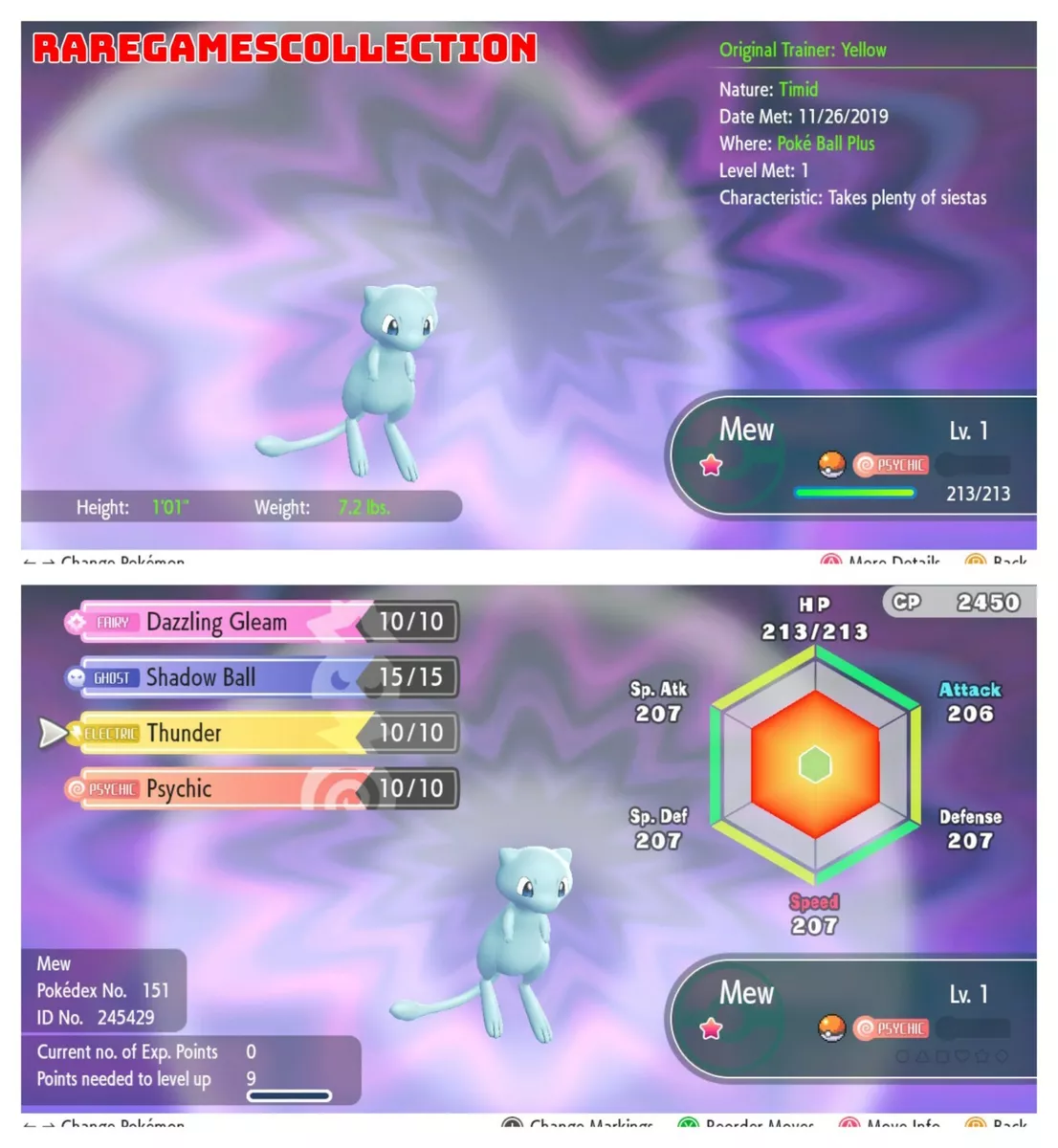 Choice of Low Level Shiny 6IV 0AV** Pokemon Let's Go Pikachu Eevee