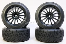 HPI 1/10 WR8 Street Rally WHEELS + TIRES WRC Tarmac -BLACK- (4pcs) #3481