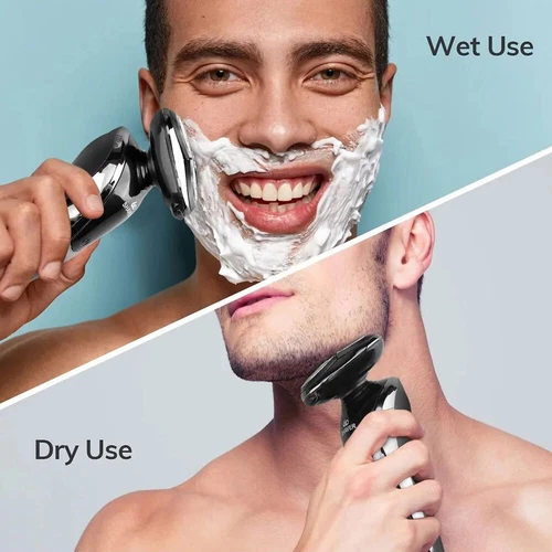 Herren Nass/Trocken Elektrorasierer Trimmer Rotationsrasierer Bartrasur USB Wiederaufladbar - Bild 10 von 10