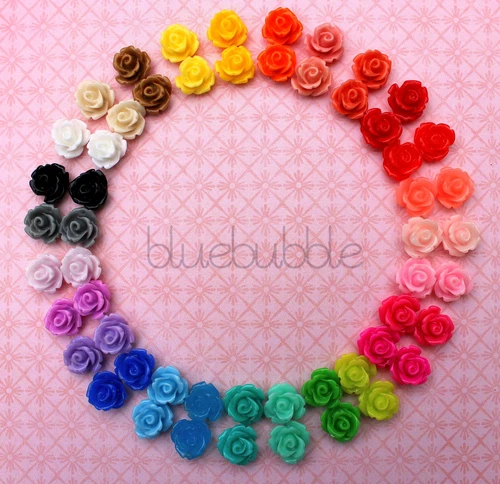 FUNKY VINTAGE 10mm ROSE EARRINGS 28 COLOURS CUTE KITSCH RETRO BOHO CHIC EMO GIFT